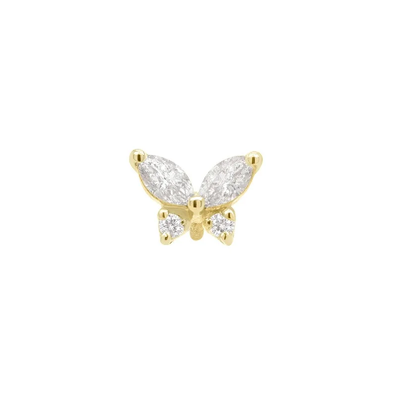 Butterfly Threaded Flat Back Earring | 0.3GMS 0.1CT | Single