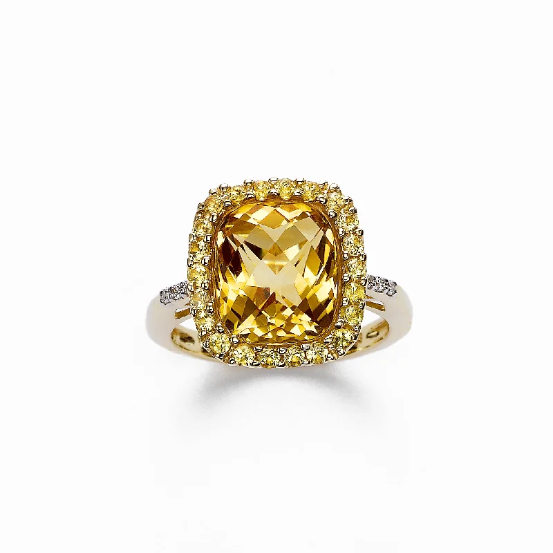 Citrine and Yellow Sapphire Ring, 14K