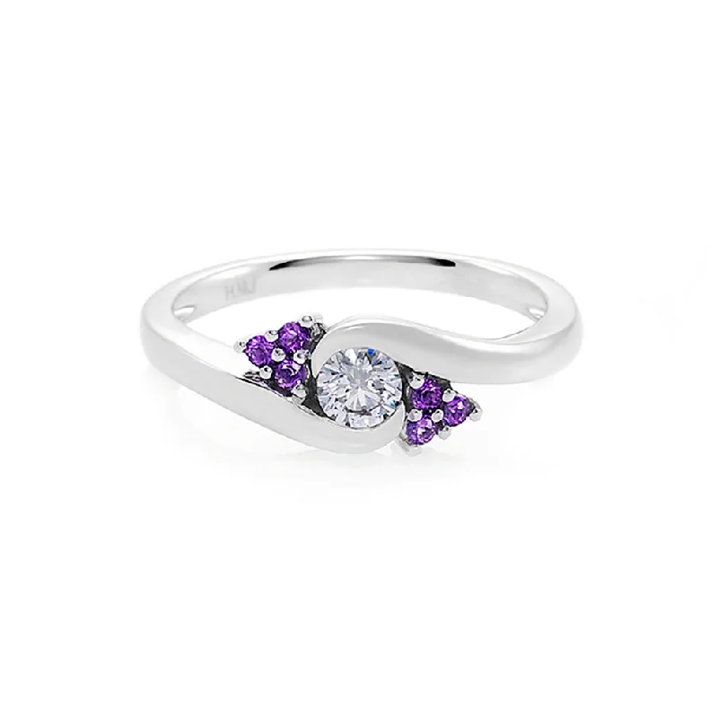 Diamond and Amethyst Ring in White Gold