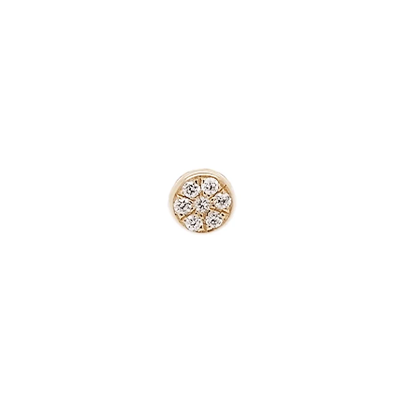 Mini Sun Threaded Flat Back Earring | .50GMS .06CT | Single