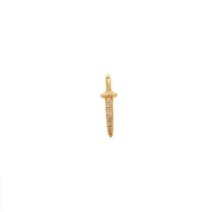 Diamond Sword Threaded Flat Back Earring | 0.6GMS .04CT | Single