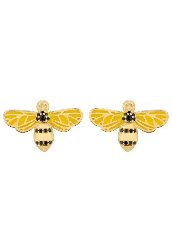 Enamel Bee Stud Earring Gold