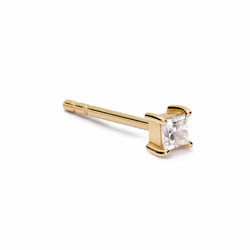 Estée Lalonde Fine Square Diamond Single Stud Earring 14ct Solid Gold