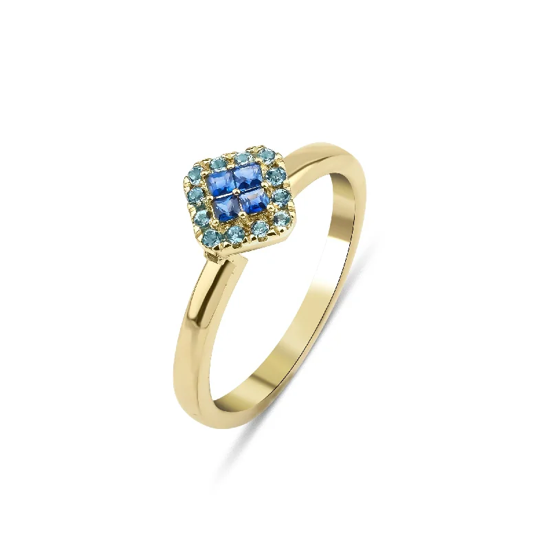 Fortuna Azul 18K Gold Ring w. Aquamarine & Sapphires