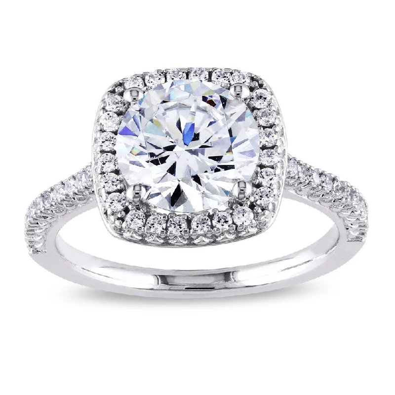 Miadora Sterling Silver White Cubic Zirconia Halo Engagement Ring