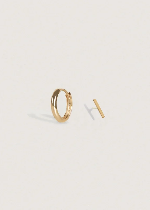 Micro Bar Stud & Petite Huggie Earring Stack