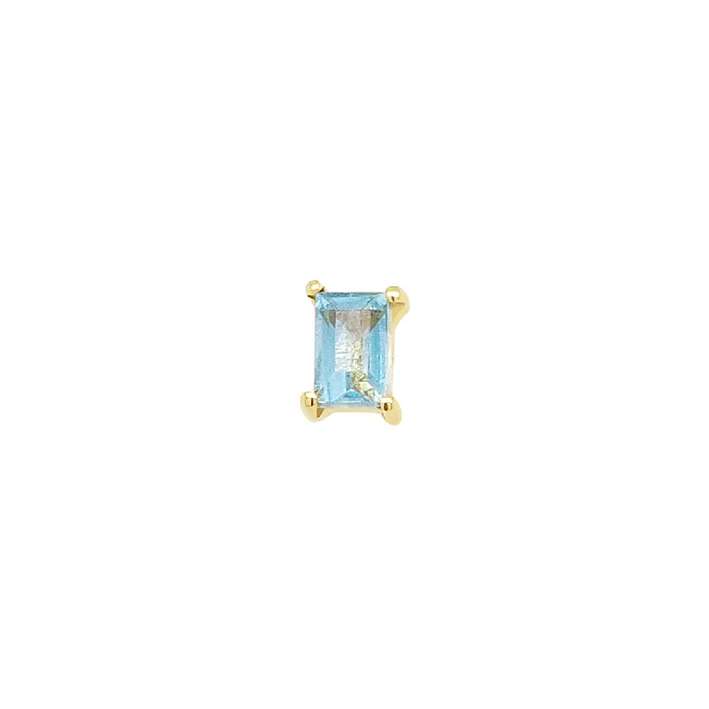 Mini Baguette Apatite Threaded Flat Back Earring | .25GMS .08CT | Single