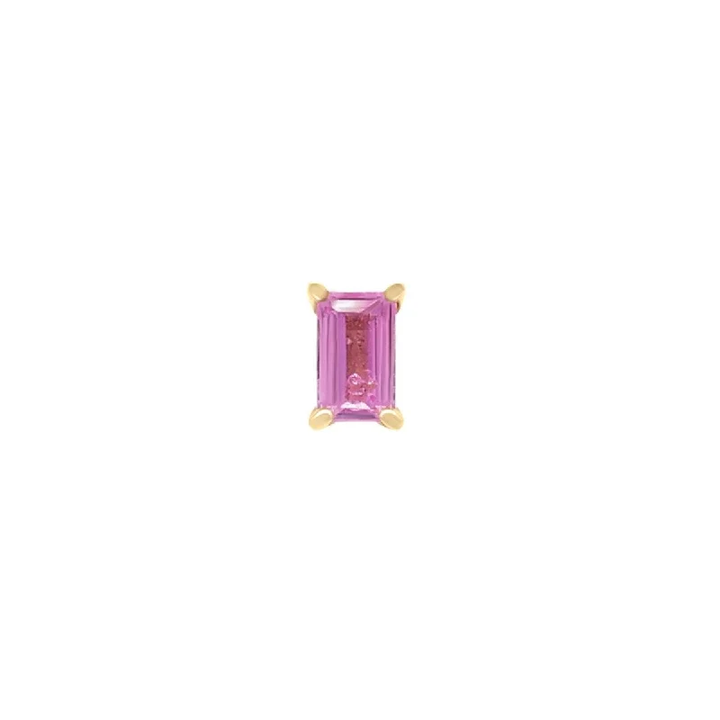 Mini Baguette Pink Sapphire Threaded Flat Back Earring | .5GMS .10CT | Single