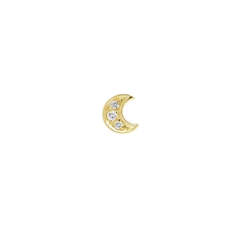 Mini Crescent Threaded Flat Back Earring | .5GMS .02CT | Single