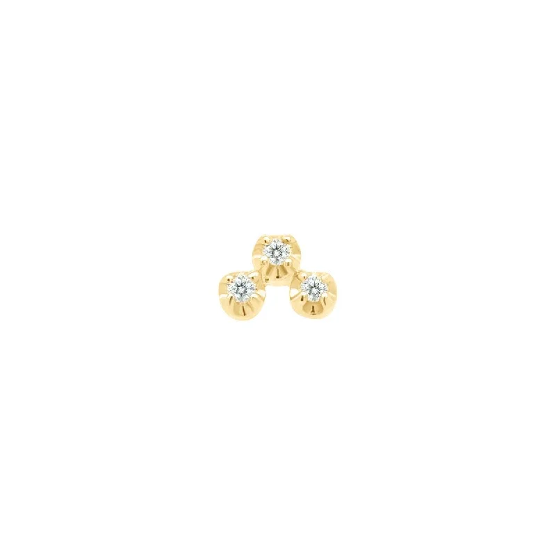 Mini Diamond Cluster Threaded Flat Back Earring | .5GMS .02CT | Single