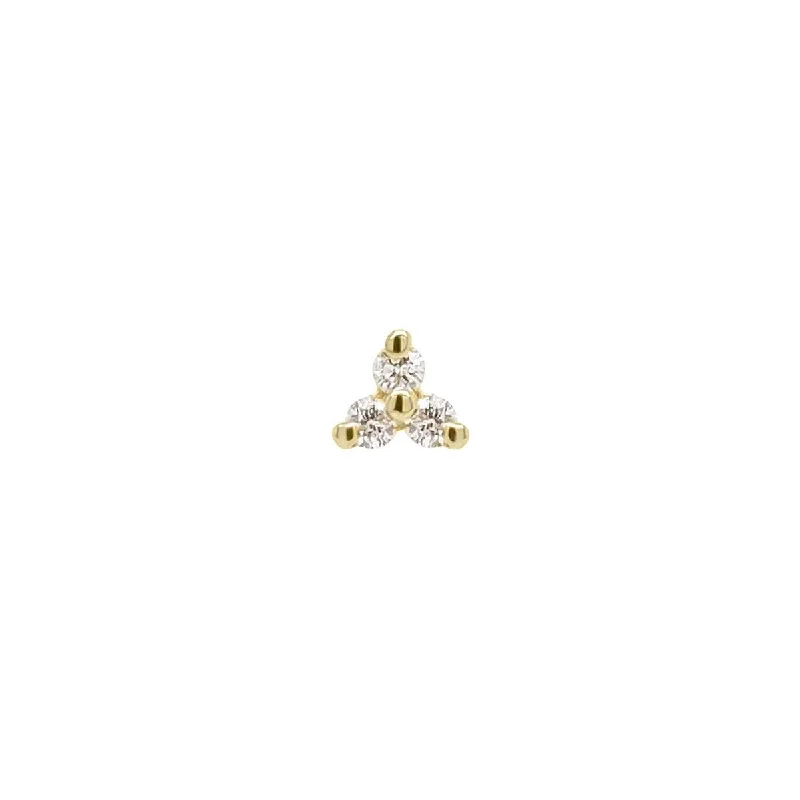 Mini Diamond Trio Threaded Flat Back Earring | .25GMS .02CT | Single