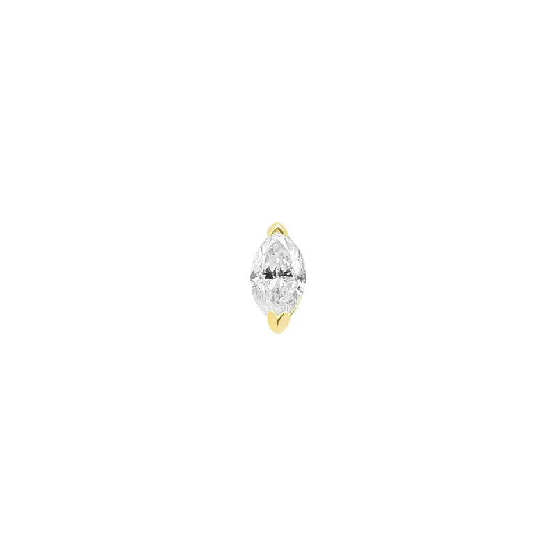 Mini Marquise Diamond Threaded Flat Back Earring | .58GMS .2CT | Single