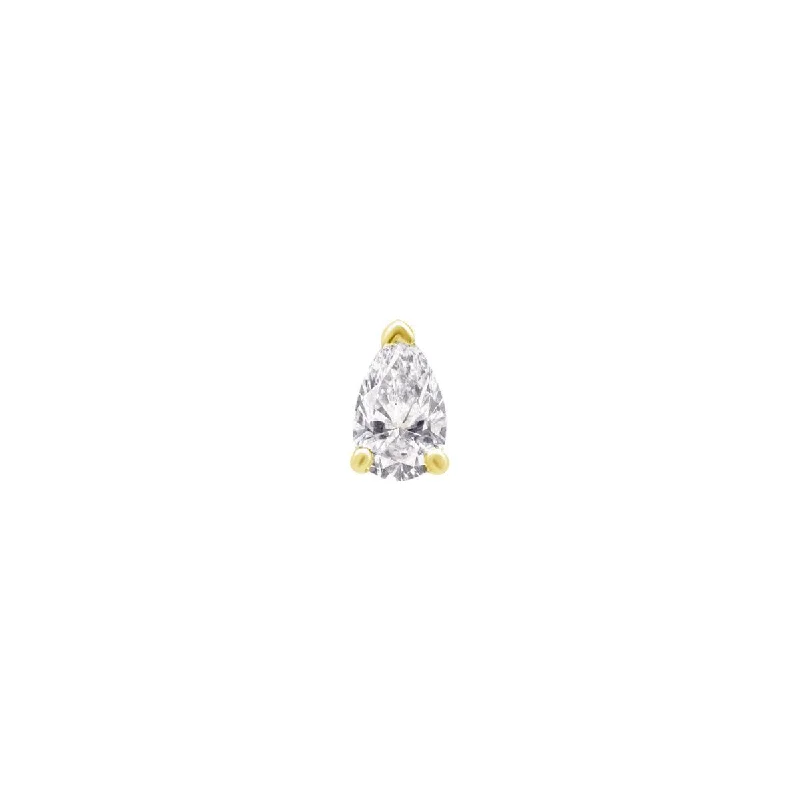 Mini Pear Diamond Threaded Flat Back Earring | .54GMS .2CT | Single