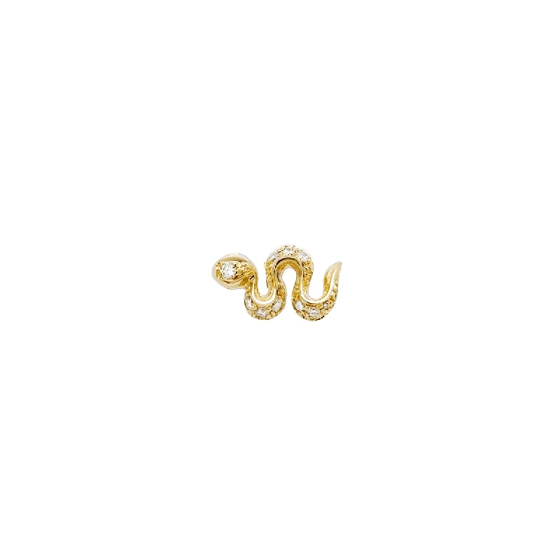 Mini Snake Threaded Flat Back Earring | .40GMS .02CT | Single