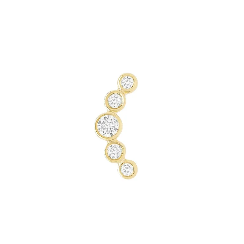 Open Curve 5 Diamond Threaded Flat Back Earring | .8GMS .16CT | Single