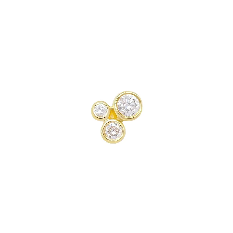 Organic Trio Threaded Flat Back Earring | Diamond | .45GMS .10CT | Single