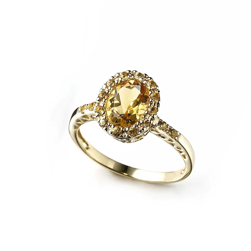 Oval Citrine and Yellow Sapphire Ring, 14K Yellow Gold