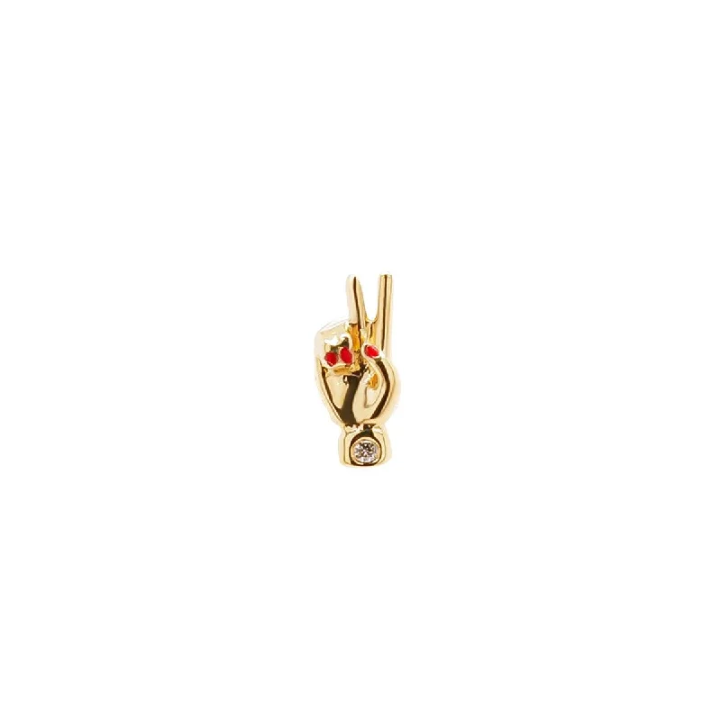 Peace Hand Threaded Flat Back Earring | .25GMS .01CT | Single