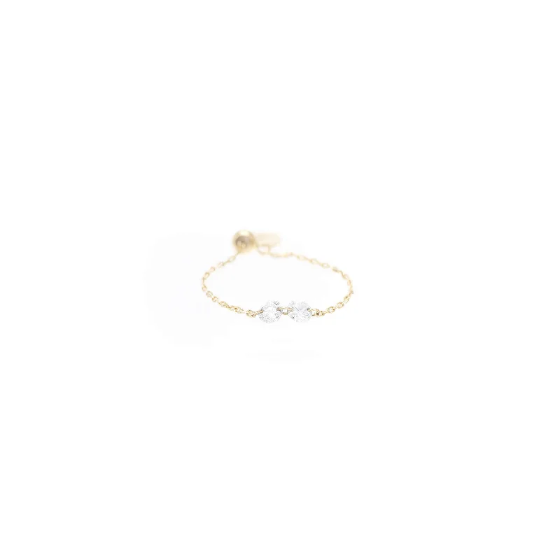 Chainette 18K Gold Ring w. Diamonds