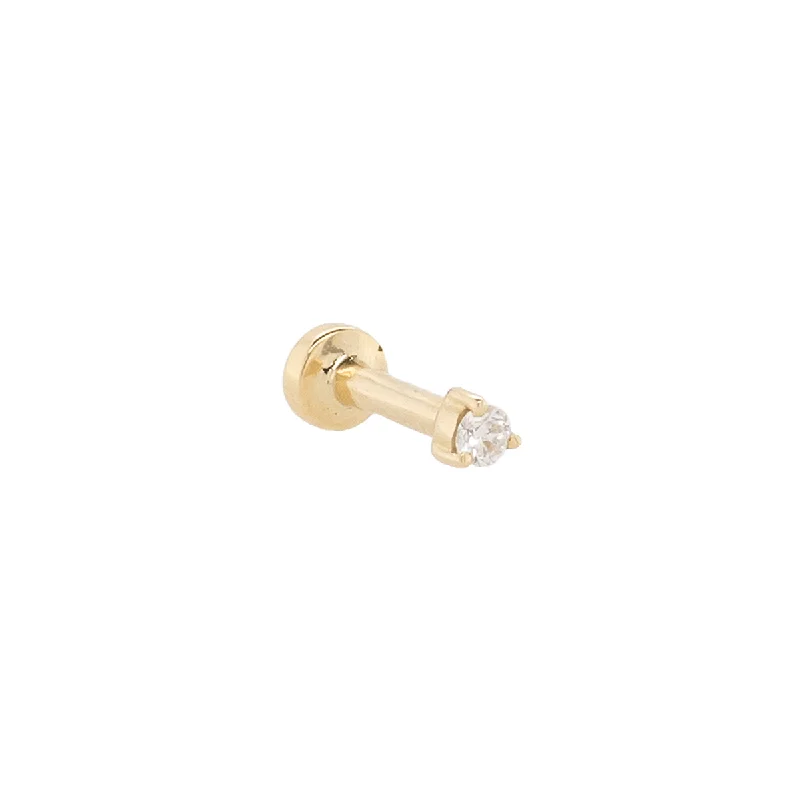 2mm Diamond Threaded Flat Back Earring | .50GMS .06CT | Single