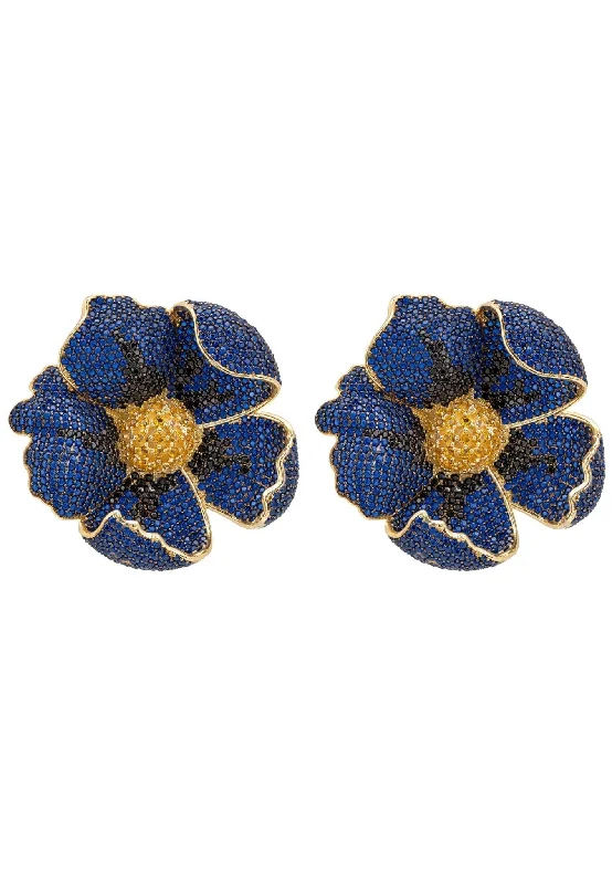 Poppy Sapphire Blue Earrings Gold