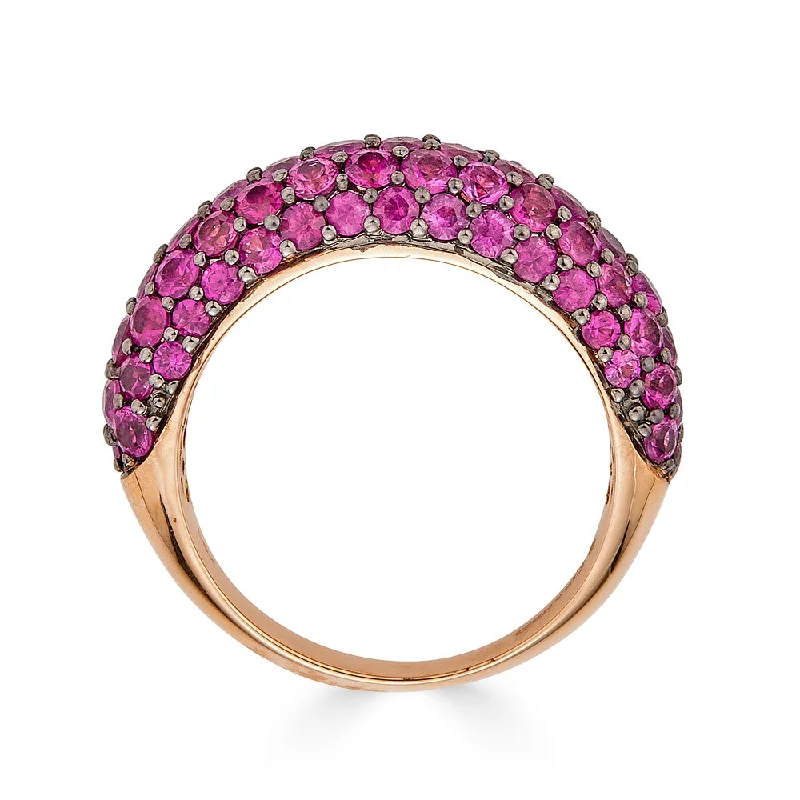 Deep Pink Sapphire Small Dome Ring