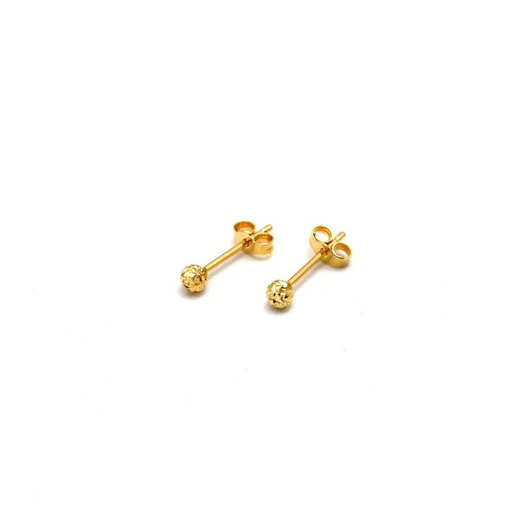 Real Gold Glittering 3 MM Ball Stud Earring Set - Model 0003 E1861