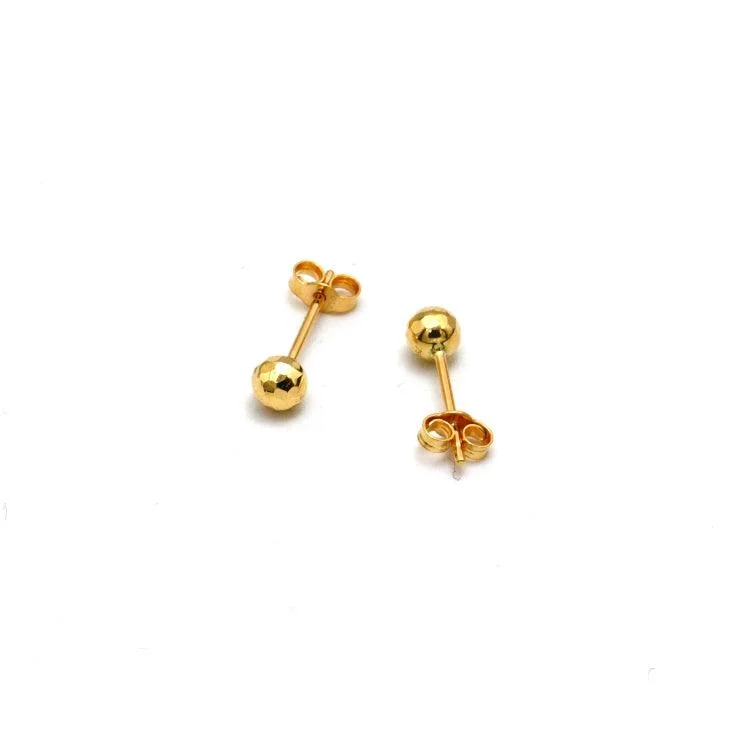 Real Gold Round Honey Bee Comb Stud Earring Set - Model 0004 E1859