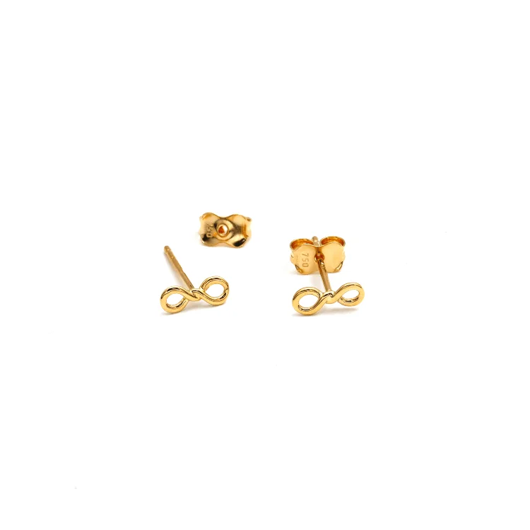 Real Gold Small Infinity Plain Stud Earring Set 2381 E1850