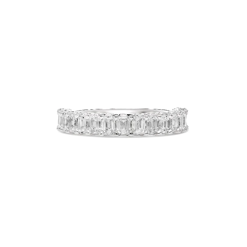 Riviera Emerald Cut Diamond Half Eternity Ring | Platinum