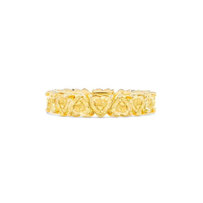 Riviera Heart Shaped Fancy Yellow Diamond Eternity Ring | 18K Yellow Gold