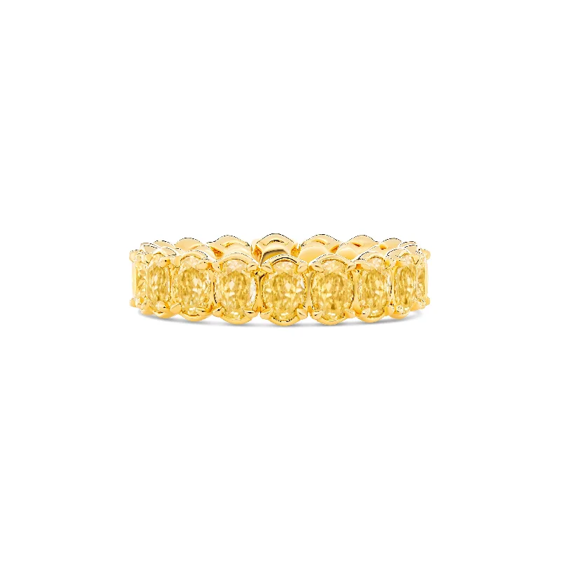 Riviera Oval Fancy Yellow Diamond Eternity Ring | 18K Yellow Gold