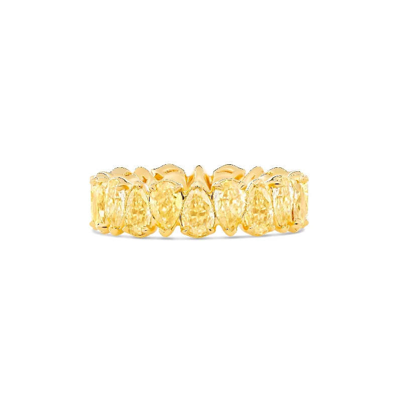 Riviera Pear Shaped Fancy Yellow Diamond Eternity Ring | 18K Yellow Gold