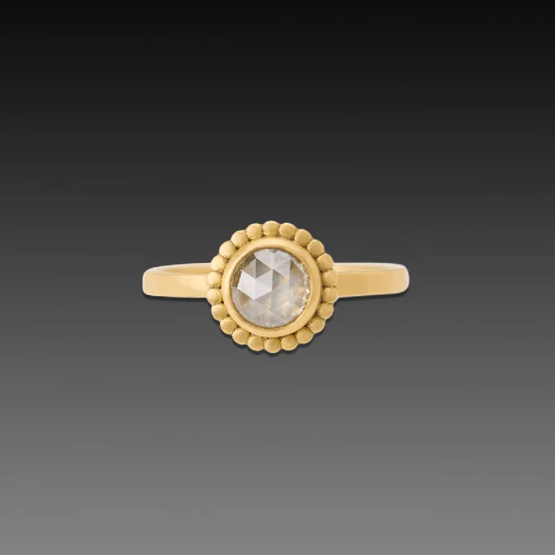 Champagne Diamond Ring with Gold Dot Halo