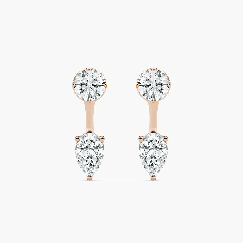 Round and Pear Lab-Diamond Earring Jackets