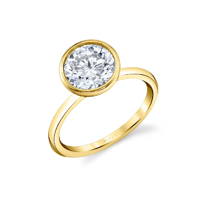 Mounting for Round Diamond Engagement Ring, 18K Yellow Gold