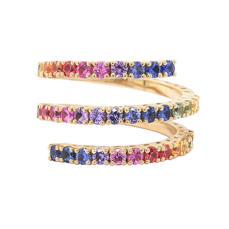 Rainbow Sapphire Wrap Ring