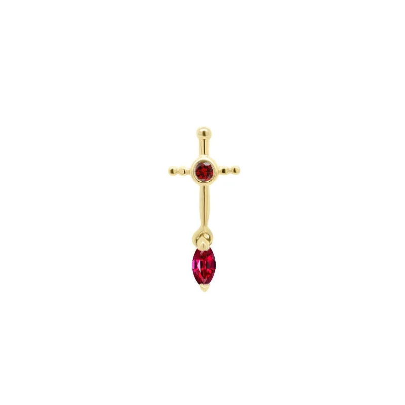 Sacrifice Sword Threaded Flat Back Earring - Ruby | .30GMS .03CT | Single