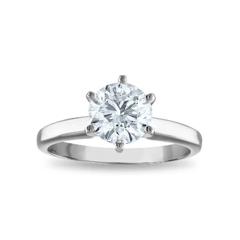 Signature Certificate EcoLove 2 CTW Round Lab Grown Diamond Solitaire Engagement Ring in 14KT White Gold