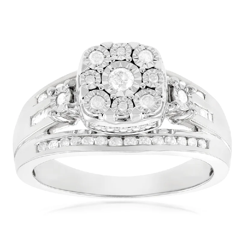 Silver 1/2 Carat Diamond Dress Ring with 49 Diamonds