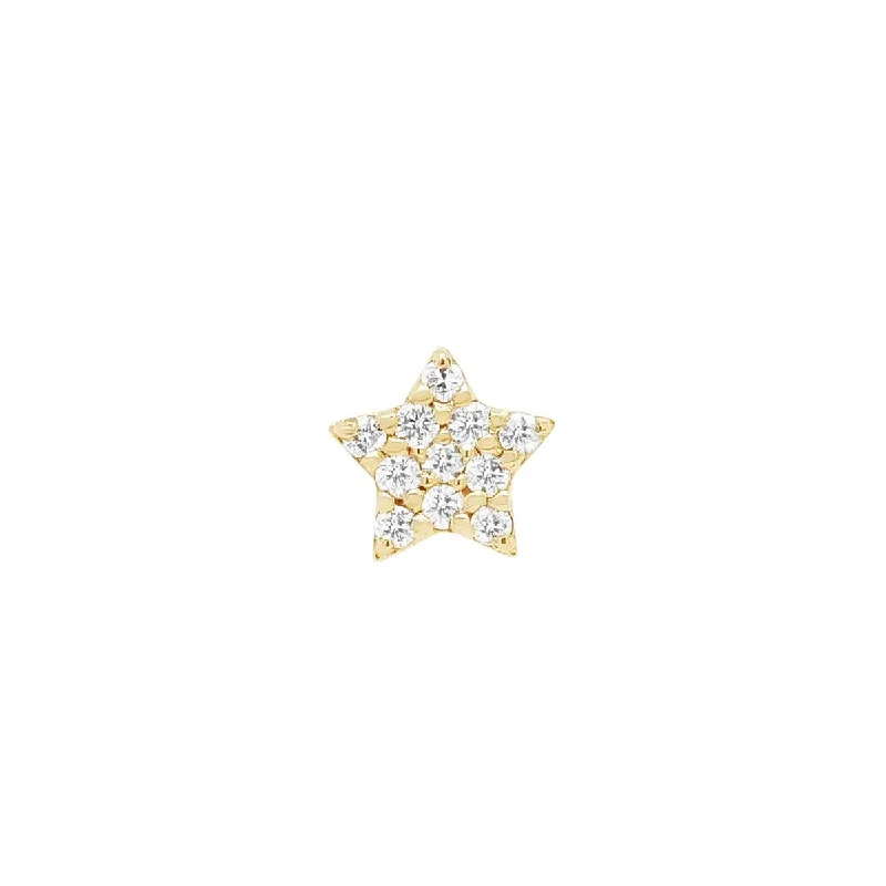 Star Threaded Flat Back Earring | .3GMS .04CT | Single