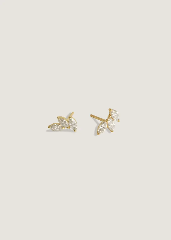 Triple Marquise Stud Earring Diamond