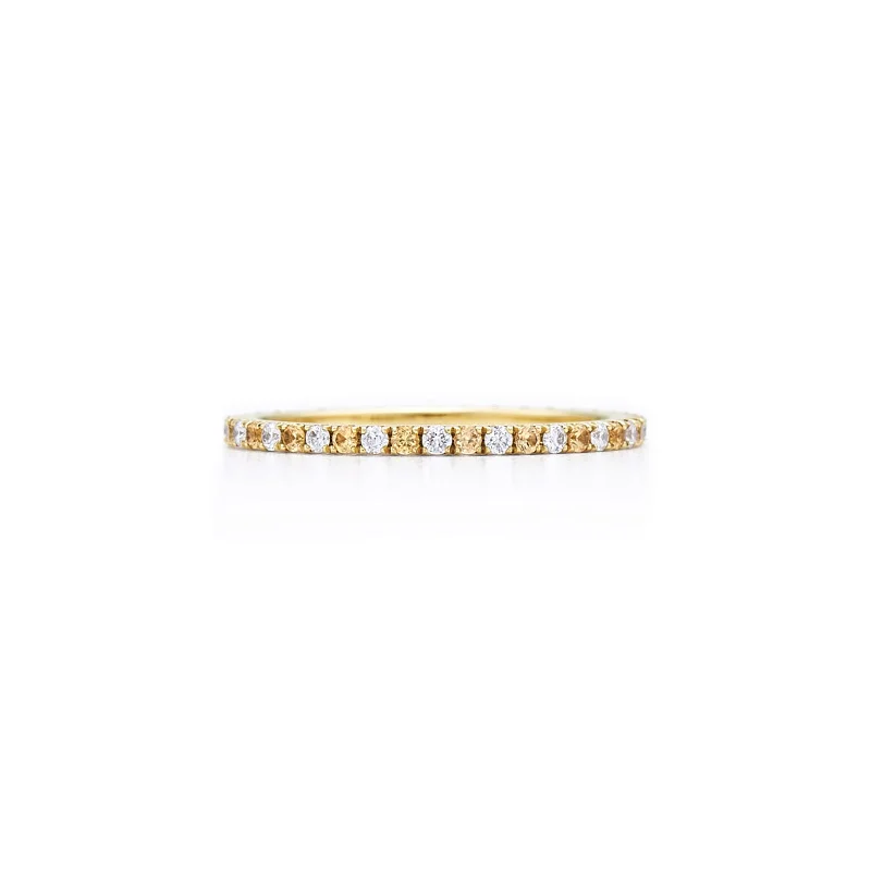 Kwiat Stackable Slim Ring with Diamonds and Yellow Sapphires