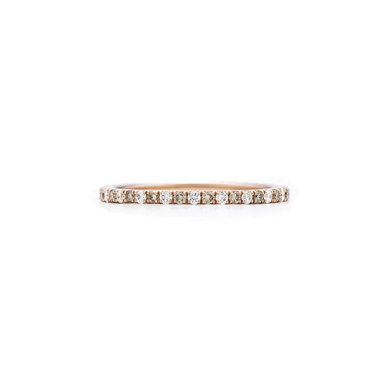 Kwiat Stackable Slim Ring with White and Brown Diamonds