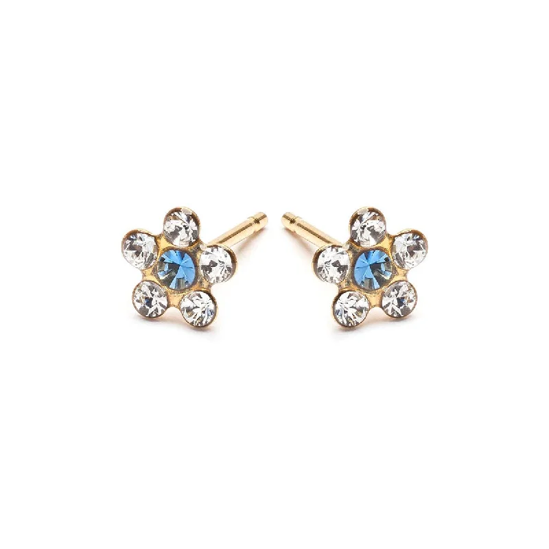 White & Sapphire Gold Plated Daisy Earrings