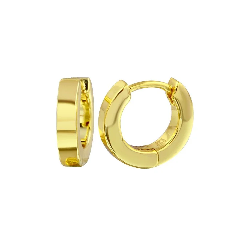 Gold Plated 925 Sterling Silver CZ huggie hoop Earring - STE01267GP