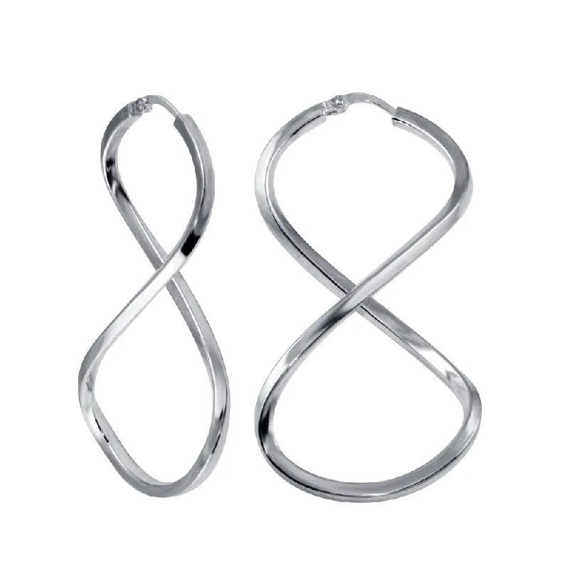 Rhodium Plated 925 Sterling Silver Infinity Hoop Earring - LS-S20025-40