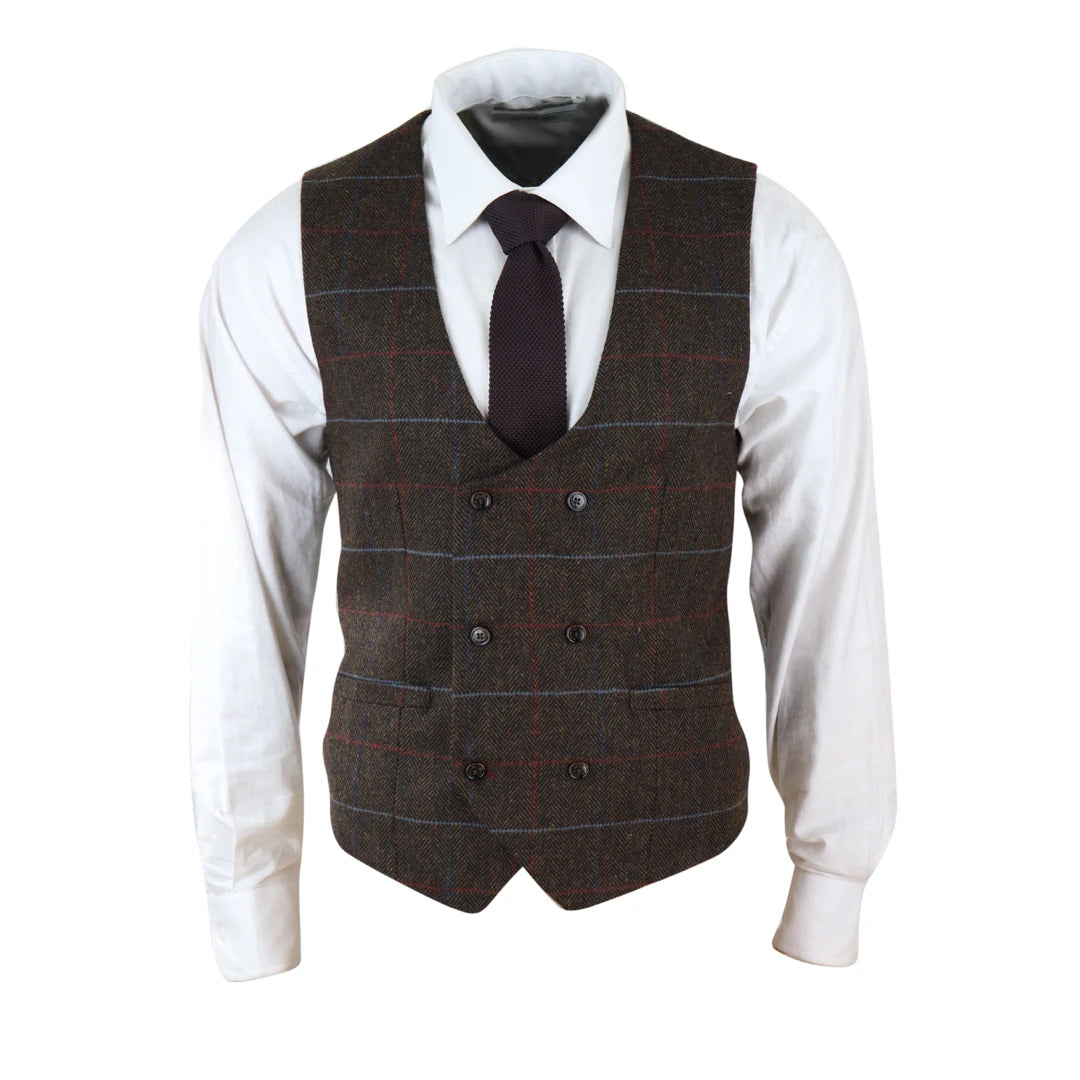 Men's Tweed Check Blinders Waistcoat Gilet Classic Herringbone