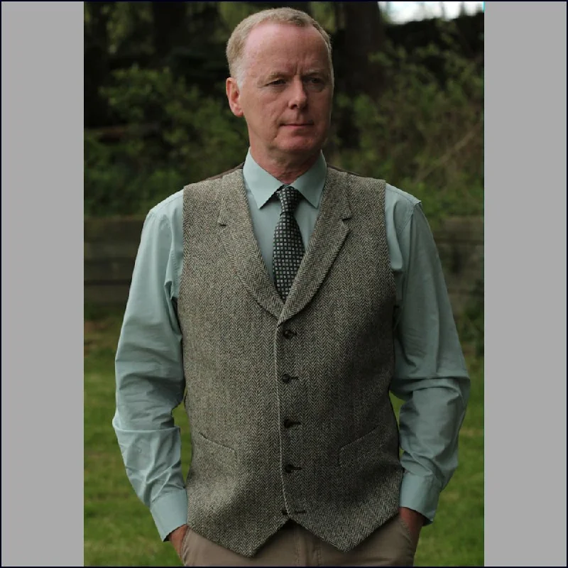 Harris Tweed Fawn Herringbone Waist Coat--