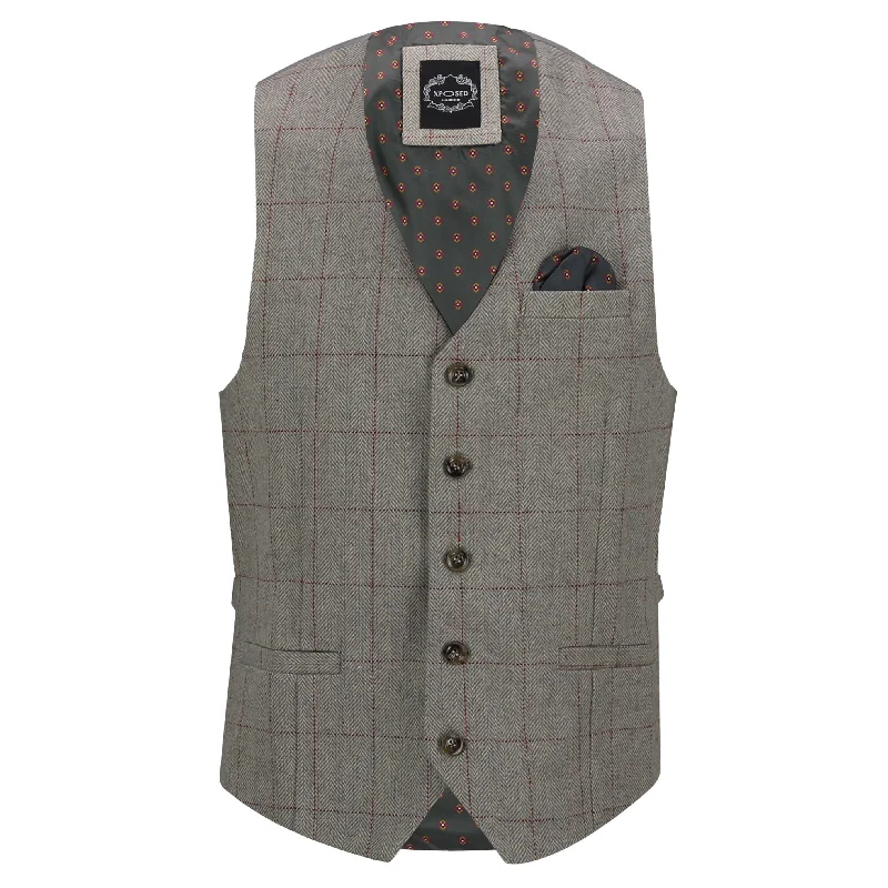 KANO - HERRINGBONE TWEED CHECK WAISTCOAT